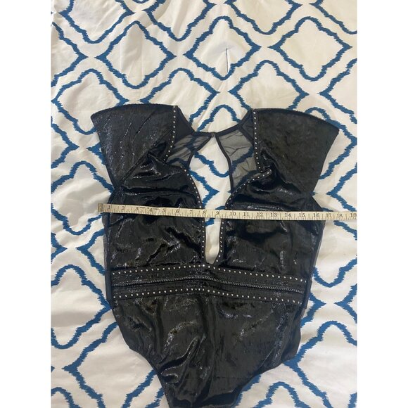 Victoria Secret Women's Black Deep V Plunge Velvet Body Suit - Medium - Picture 6 of 13